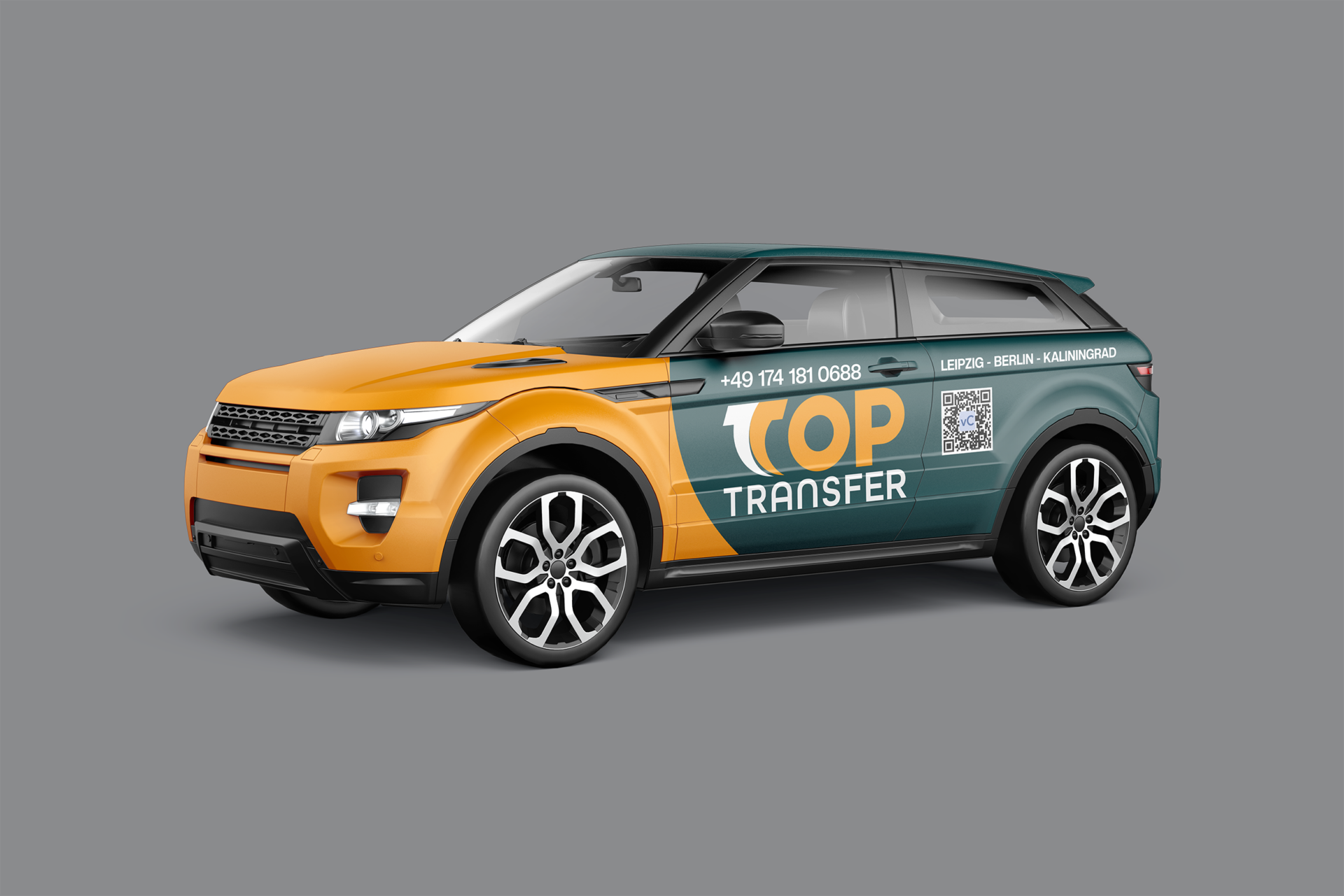 Portfolio Logodesign TopTransfer Crossover Van Fahrzeugbeschriftung