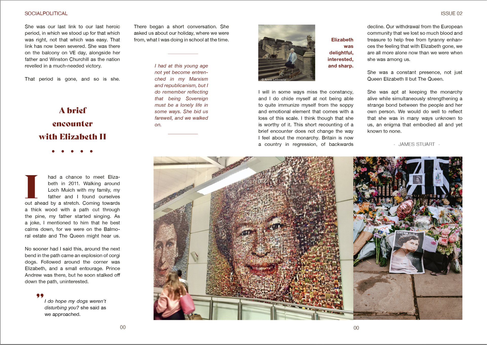 Editorial Design Work Queen Elizabeth at The Chritical Page Two