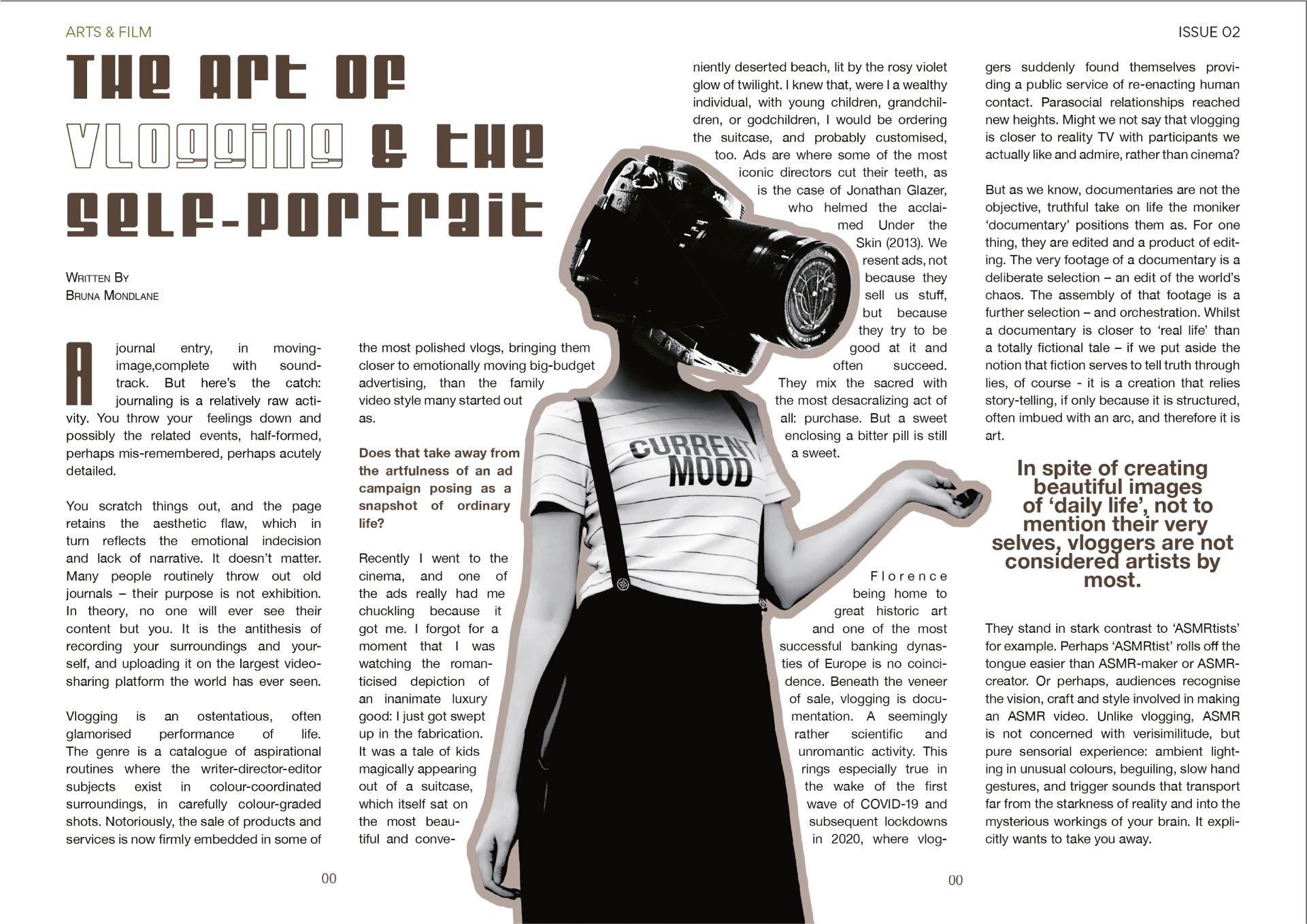 Editorial Design Work The Art of Vlogging at The Chritical Page One