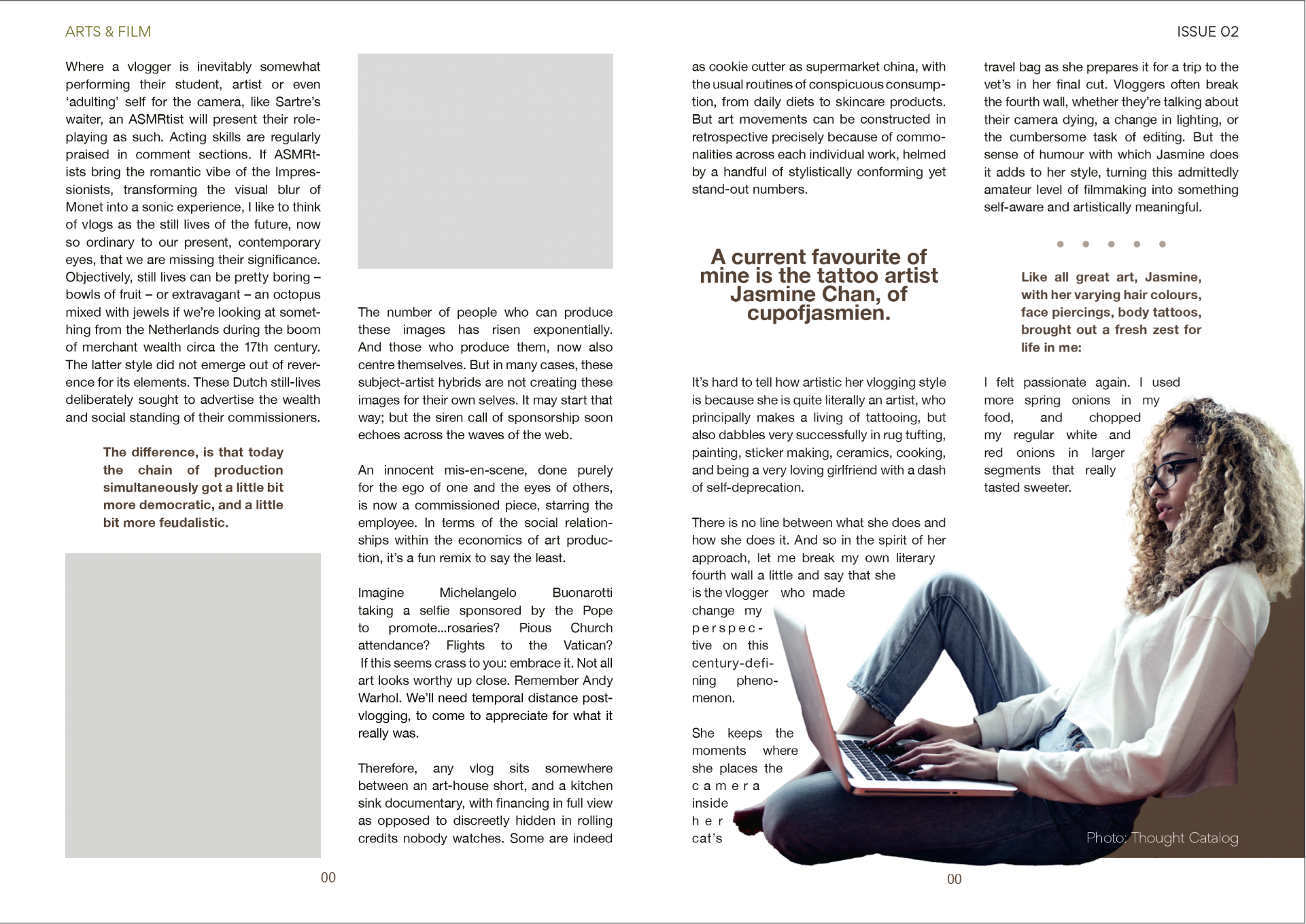 Editorial Design Work The Art of Vlogging at The Chritical Page Two